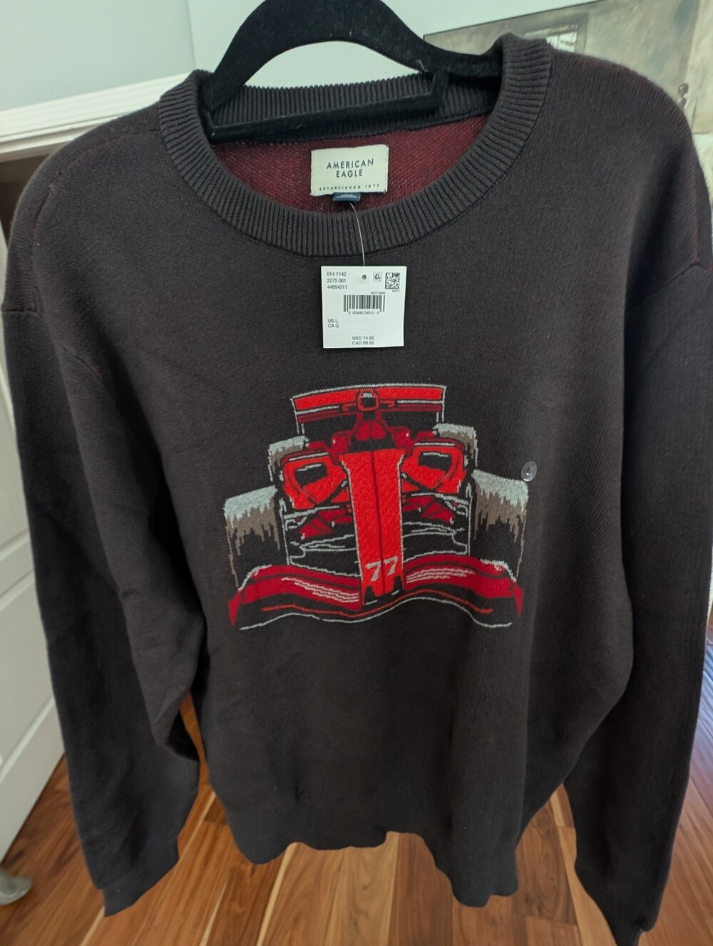 American Eagle Outfitters Cotton Racing Graphic Crew Neck Sweater Large Nwt ❤️